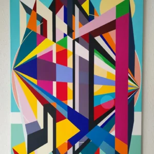 An artwork by Orosz Gellért Balázs on a wall