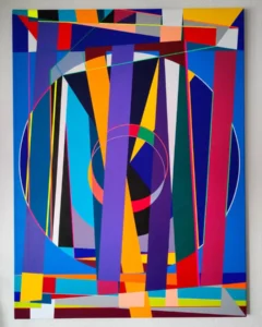 An artwork by Orosz Gellért Balázs on a wall